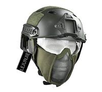 Casco FAST Tattico Softair Multifunzionale Tipo PJ con Protezione per le Orecchie Pieghevole Maschera in Rete d'acciaio e Occhiali