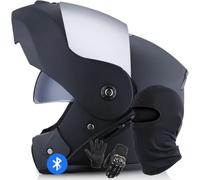 Casco Flip-up con Bluetooth Casco Moto Casco Moto Integrato Casco Integrale Bluetooth Certificato DOT/ece Casco Modulare con Doppio Specchio per Uomo E Donna, C, L/58-59CM