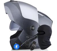 Casco Flip-up con Bluetooth Casco Moto Casco Moto Integrato Casco Integrale Bluetooth Certificato DOT/ece Casco Modulare con Doppio Specchio per Uomo E Donna, L, L/58-59CM