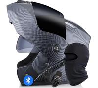 Casco Flip-up con Bluetooth Casco Moto Casco Moto Integrato Casco Integrale Bluetooth Certificato DOT/ece Casco Modulare con Doppio Specchio per Uomo E Donna, K, L/58-59CM