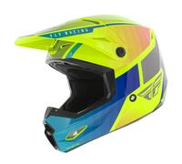 Fly Racing Kinetic Drift Casco Motocross, blu-giallo, taglia L