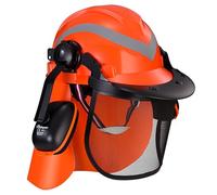 Casco Forestale Safeyear con Cuffie Antirumore - Elmetto Antinfortunistica EN397-Casco per Motosega con Protezione Decespugliatore - Casco da Lavoro con Visiera a Rete per Taglio Legna e Giardinaggio