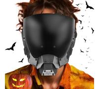Casco generico punk semi-facciale - maschera Halloween cosplay palcoscenico, gioco di ruolo, anti-appannamento, comodo, per adulti e adolescenti, nero, nylon+silicone + PC
