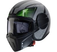 CASCO GHOST VYRUS CABERG JET CON MENTONIERA STACCABILE MATT BLACK GREEN FLUO