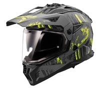 Casco Integrale Adventure LS2 MX702 Pioneer II Crazy Nero Opaco Grigio Giallo H-V XS