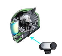 Casco integrale da moto 1Storm per meccanico + auricolare Bluetooth per moto: verde teschio