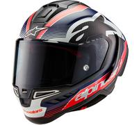 Casco integrale da moto Alpinestars Supertech R-10 Team carbonio fluo rosso-blu-bianco opaco S