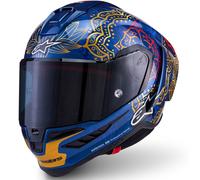 Casco integrale da moto Alpinestars Supertech R10 Marthainator edizione limitata JORGE MARTIN blu perla oro rosso L (circonferenza 59-60 cm)