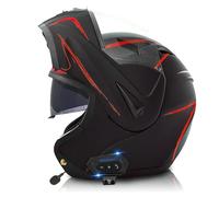 Casco integrale da moto con Bluetooth integrato, certificato DOT/ECE, con visiera e altoparlante/microfono, per uomo e donna. 3,M=57-58CM