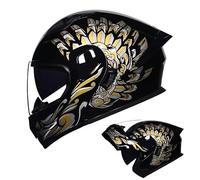 Casco integrale da moto con doppia lente, imbottitura traspirante e confortevole, design modulare, adatto ad adulti (uomini e donne), casco per ATV/moto fuoristrada, omologato ECE. 3,M=55-56CM