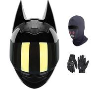 Casco Integrale Da Moto Con Visiera E Orecchie Di Gatto, Omologato ECE 22.06 Per Adulti, Uomo E Donna, Adatto A Tutte Le Stagioni. E,S/(50~53cm)