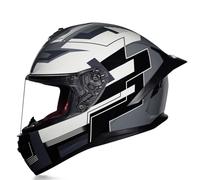 Casco integrale da moto estivo per uomo e donna leggero 1500 g in ABS con protezione UV visiera parasole e ventilazione Bianco XL/61-62cm