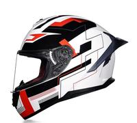 Casco integrale da moto estivo per uomo e donna leggero 1500 g in ABS con protezione UV visiera parasole e ventilazione Bianco XL/61-62cm
