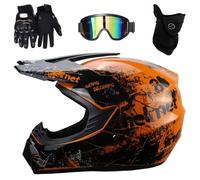 Casco Integrale da Moto Fuoristrada Per Bambini, con Occhiali, Maschera E Guanti, Per MTB, BMX, Downhill, Quad, Enduro E Cross, Omologato DOT(Style 6,S(52-53cm))