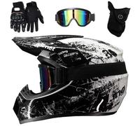 Casco Integrale da Moto Fuoristrada Per Bambini, con Occhiali, Maschera E Guanti, Per MTB, BMX, Downhill, Quad, Enduro E Cross, Omologato DOT(Style 8,XL (58-59cm))