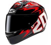 Casco integrale da moto HJC C10 Diablo Mask MC1 nero-rosso-bianco M