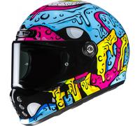 Casco integrale da moto HJC V10 Squeeze MC28 blu-giallo-rosa L