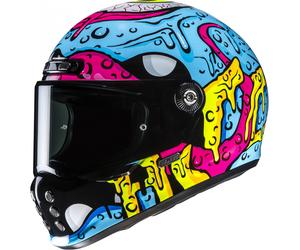 Casco integrale da moto HJC V10 Squeeze MC28 blu-giallo-rosa L