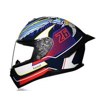 Casco integrale da moto leggero con visiera parasole e calotta ventilata in ABS per uomo e donna ideale per l'estate Blu L/59-60cm