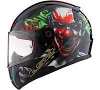 Casco integrale da moto LS2 FF353 Rapid Happy Dreams con effetto glow-in-the-dark e design pagliaccio spaventoso (XS)