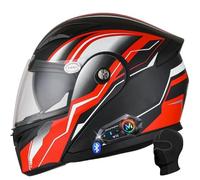 Casco integrale da moto modulare Bluetooth con design flip-up, doppia visiera antiappannamento, casco da moto leggero omologato ECE con doppio microfono altoparlante for motociclisti cittadini o da tu