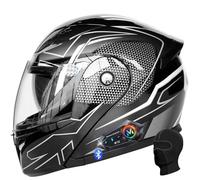Casco integrale da moto modulare Bluetooth con design flip-up, doppia visiera antiappannamento, casco da moto leggero omologato ECE con doppio microfono altoparlante for motociclisti cittadini o da tu