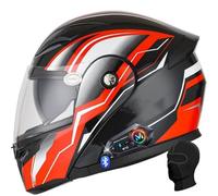 Casco integrale da moto modulare Bluetooth con design flip-up, doppia visiera antiappannamento, casco da moto leggero omologato ECE con doppio microfono altoparlante for motociclisti cittadini o da tu