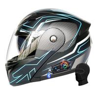 Casco integrale da moto modulare Bluetooth con design flip-up, doppia visiera antiappannamento, casco da moto leggero omologato ECE con doppio microfono altoparlante for motociclisti cittadini o da tu