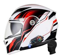 Casco integrale da moto modulare Bluetooth con design flip-up, doppia visiera antiappannamento, casco da moto leggero omologato ECE con doppio microfono altoparlante for motociclisti cittadini o da tu