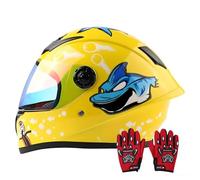 Casco Integrale Da Moto Per Bambini Estivi,3-12 Anni, Per Ragazzi E Ragazze, Omologato DOT,Casco Da Moto Retrò,Casco Jet Da Go-Kart, Cruiser, Ciclomotore,Caschi Da Bici Da Strada 19,XL/(53~54cm)