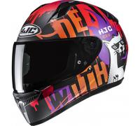 Casco integrale da moto per bambini HJC C10 Fop MC7SF nero-arancione-viola XS