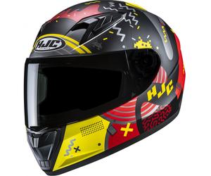 Casco integrale da moto per bambini HJC Y10 Mika MC1SF nero-rosso-giallo M