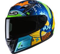 Casco integrale da moto per bambini HJC Y10 Mika MC23 blu-giallo-verde L