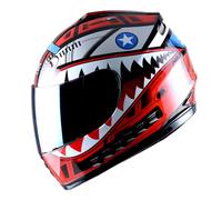 Casco integrale da moto WOW per bici da strada BMX MX per ragazzi e bambini, rosso squalo