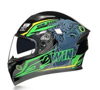 Casco integrale da Motorcycle leggero Doppia visiera Parasole Caschi da moto Calotta in ABS Imbottitura in EPS Antiappannamento Uomo Donna Certificato DOT Verde XXL/63-64cm