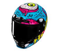Casco Integrale HJC V10 Squeeze MC28 Azzurro Fucsia In Fibra
