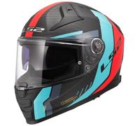 Casco Integrale Ls2 FF811 Vector II Carbon Grid Rosso Cyan