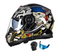 Casco Integrale Moto per Donna Uomo, Caschi Modulari Motorino Integrali con Doppia Visiera, ECE Omologato Leggero Traspiranti Anticollisione Casco Moto per Road Scooter Touring