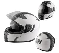 Motorbike Full Face Helmet Motorcycle Scooter Inner Sun Visor Touring White L