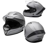 Motorbike Full Face Helmet Sport Scooter Visor Touring Silver XS