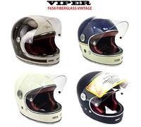 Casco Integrale Moto Vintage Fiberglass Viper F656 Casco in Fibra di Vetro Full Face Retro Stile Classico Custom Chopper Bobber Caschi ECE 22-05 Approvato, Tutti i Colori (Crema,M)