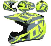 Casco integrale MTB con occhiali, guanti e maschera, casco da moto per adulti, motocross, downhill, quad, BMX, ATV, scooter, casco da moto fuoristrada, attrezzatura protettiva,Color M- L(56~57CM)