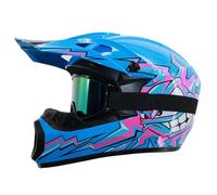 Casco Integrale Mtb DOT, Set Di Caschi da Motocross Per Bambini E Adulti con Occhiali, Maschera E Guanti, Per Moto da Discesa Mx Avt Dirt(A10 Blue,L(57-58CM))