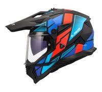 Casco Integrale On-Off Touring Ls2 MX702 Pioneer II Block Nero Rosso Blu Opaco XS