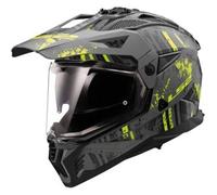 Casco Integrale On-Off Touring Ls2 MX702 Pioneer II Crazy Nero Grigio Opaco H-V Giallo L