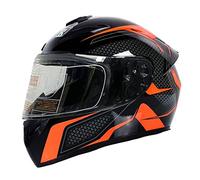 Casco integrale per moto Caschi per scooter con 3 opzioni di lenti DOT Casco turistico per moto Caschi per uomini & donne Pendolarismo quotidiano (Pista nera arancione) (A,55~56cm M)