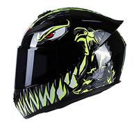 Casco Integrale Per Moto, Casco Per Moto Da Strada Per Moto Da Corsa Casco Da Moto Con Visiera Extra Colorata Caschi Per Moto Da Uomo E Da Donna Approvati DOT ECE 22.05,Venom yellow,L