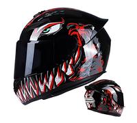 Casco Integrale Per Moto, Casco Per Moto Da Strada Per Moto Da Corsa Casco Da Moto Con Visiera Extra Colorata Caschi Per Moto Da Uomo E Da Donna Approvati DOT ECE 22.05,Venom red,M