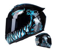Casco Integrale Per Moto Da Strada E Da Corsa Con Visiera Extra Colorata - Approvato DOT ECE 22.05 - Per Uomo E Donna - Venom Blue, M