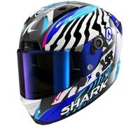 Shark Aeron Speed Fancy Carbon Casco, bianco-blu, taglia S per maschi